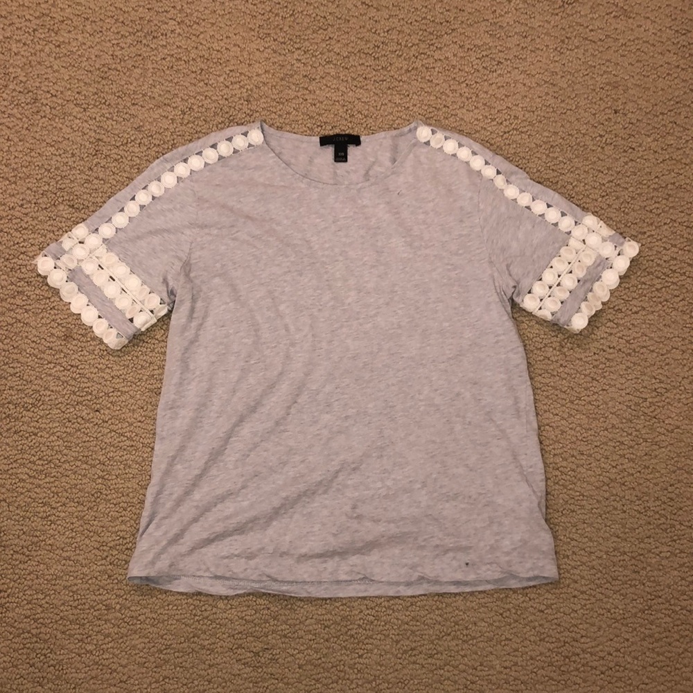 J Crew Heather Gray Shirt with Scalloped Pattern